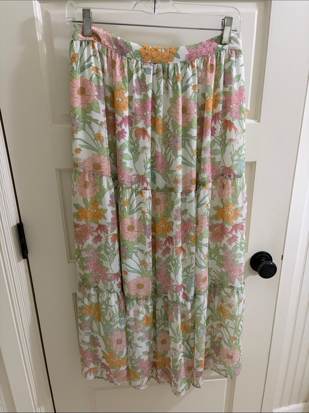 Vince Camuto Floral Tiered Maxi Skirt in Pink & Yellow - Picture 2 of 6